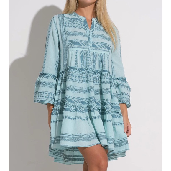 Elan Light Blue Patterned Dress - Picture 1 of 3